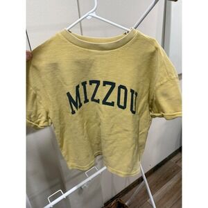 Missouri Mizzou Tigers Mustard‎ Yellow Cropped Gameday Textured Top Size Small